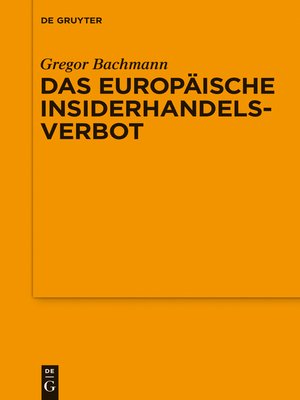cover image of Das Europäische Insiderhandelsverbot